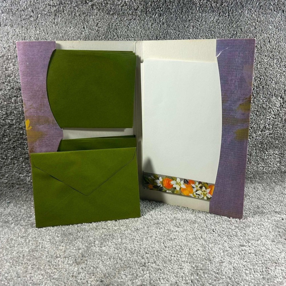 Ambassador Cards Stationery Set Vintage Purple Orange Floral Lap Pack